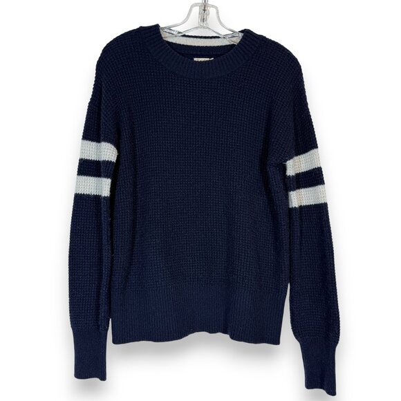 Faherty Blue Sweater Wisp Waffle Stitch Wool Blend Crew Neck Small - Picture 3 of 9